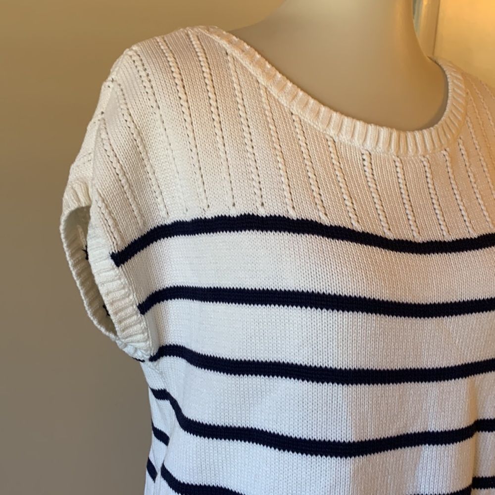 [Tommy Bahama] Navy/White Striped Knit Blouse - Size Small - Picture 2 of 5